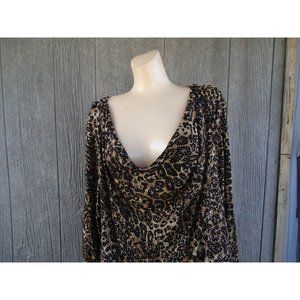 Alex Evenings Plus Size Pullover Animal Black Taupe Glittered Knit Top $129 1X